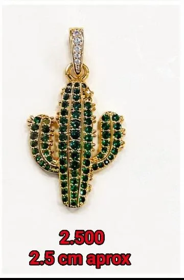 Colgante de Rodio - Cactus piedras verdes