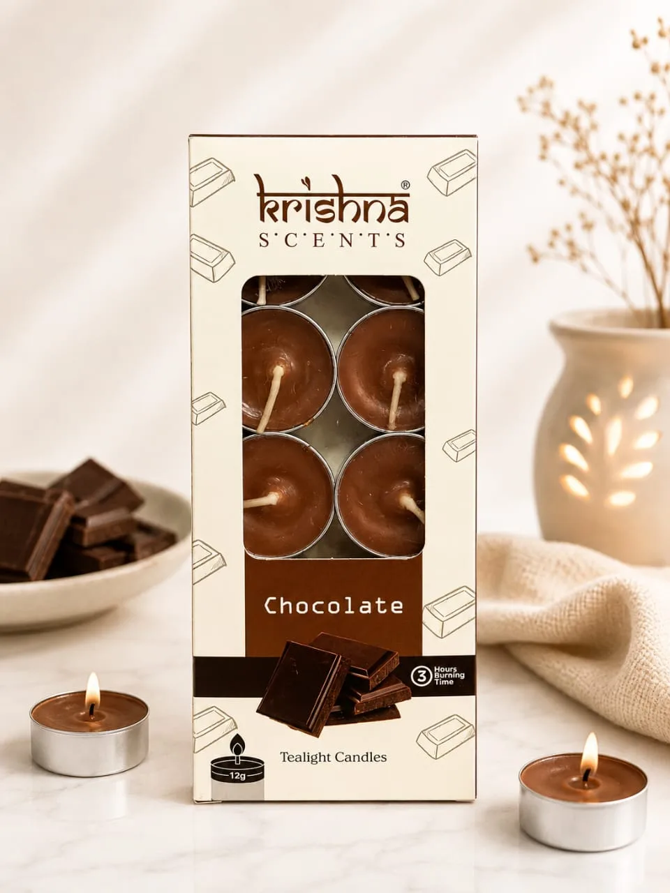 Velas Aromaticas Flotantes Krishna Chocolate