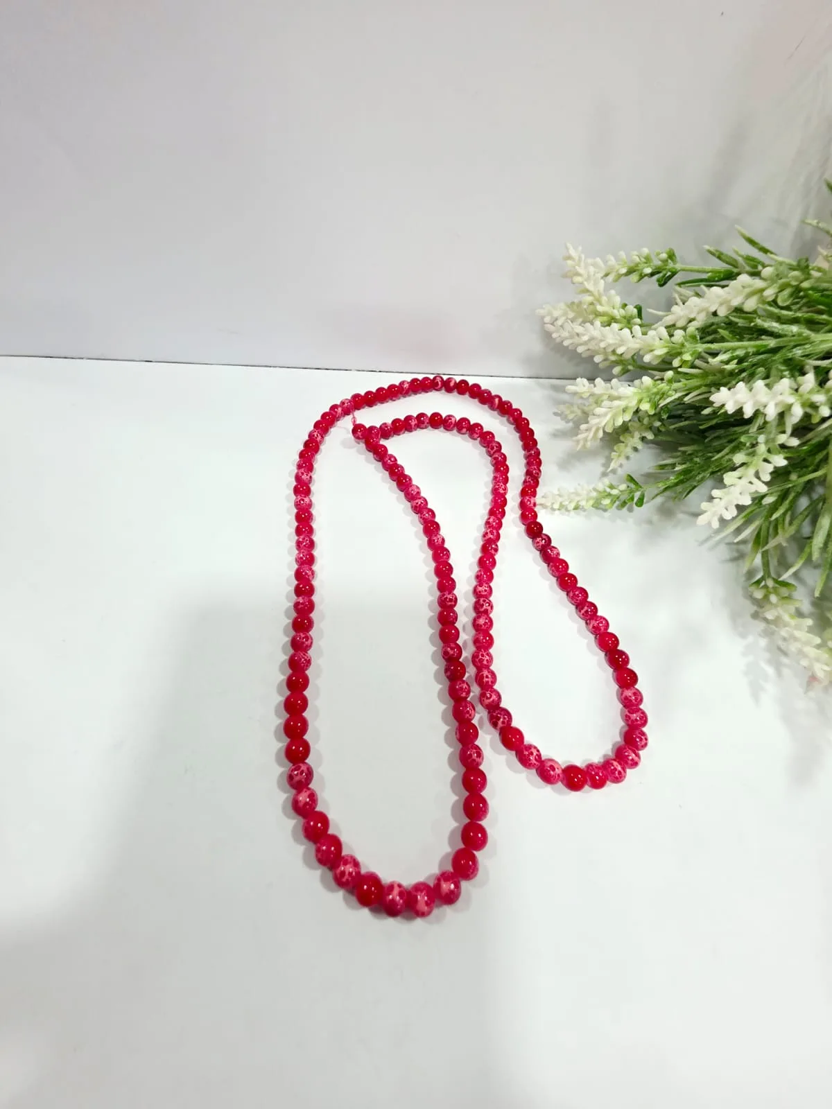 Cuentas de Perlas de Vidrio Jaspeado Rojo 6mm