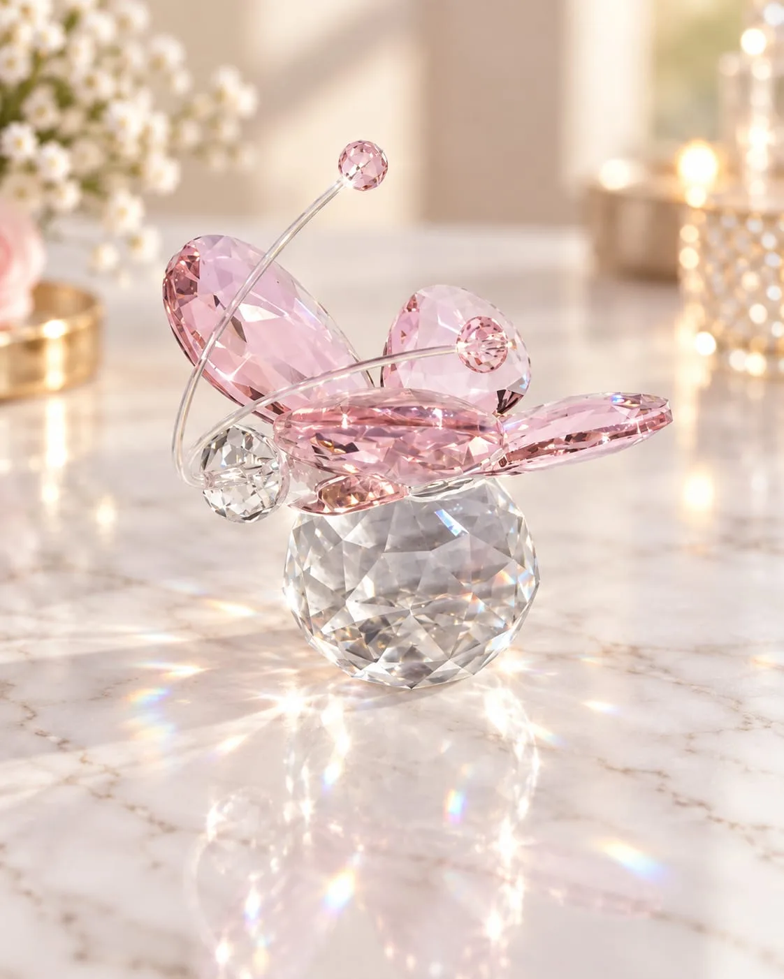 Figura de Cristal de Mariposa (Rosado)