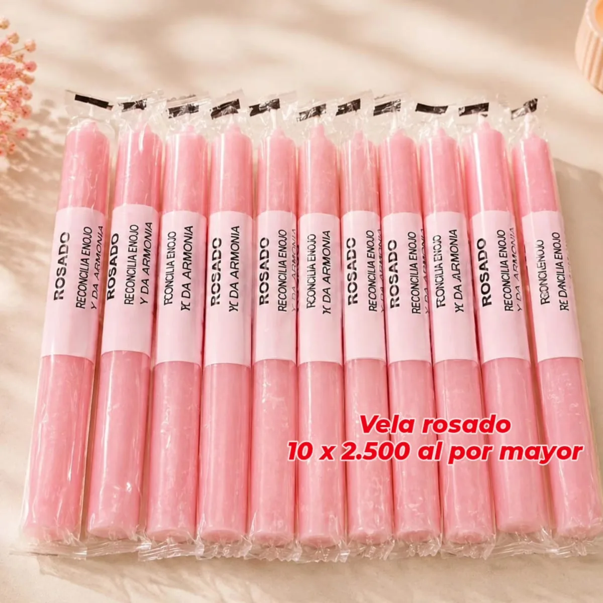 Pack 10 Velas Rosadas
