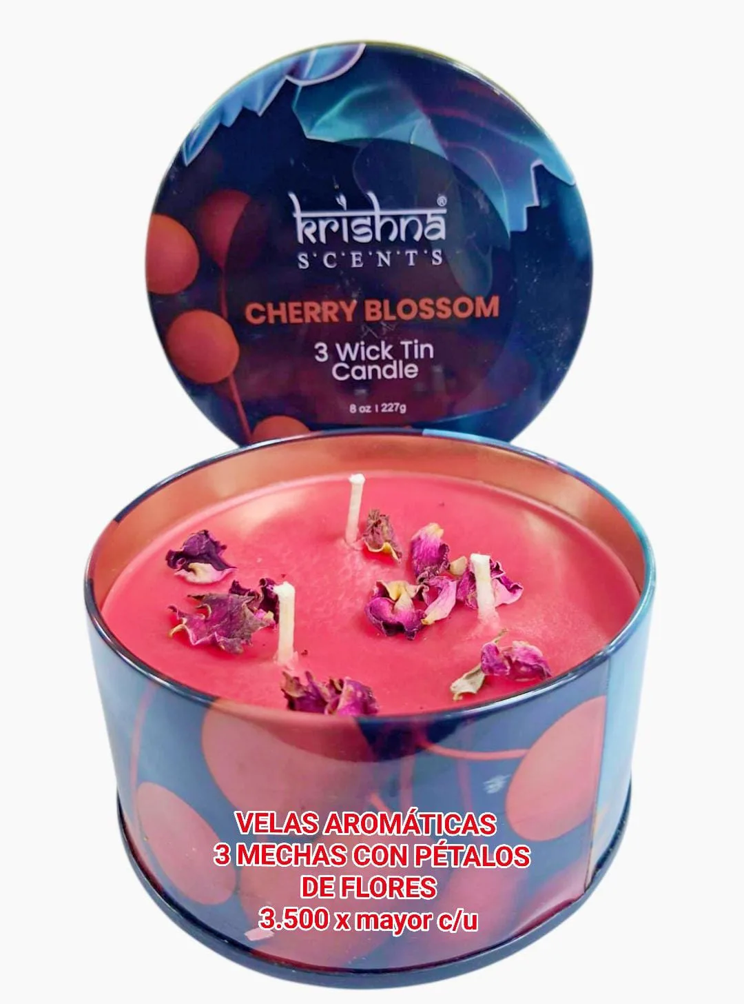 Velas Aromaticas Krishna 3 Mechas Cherry Blossom