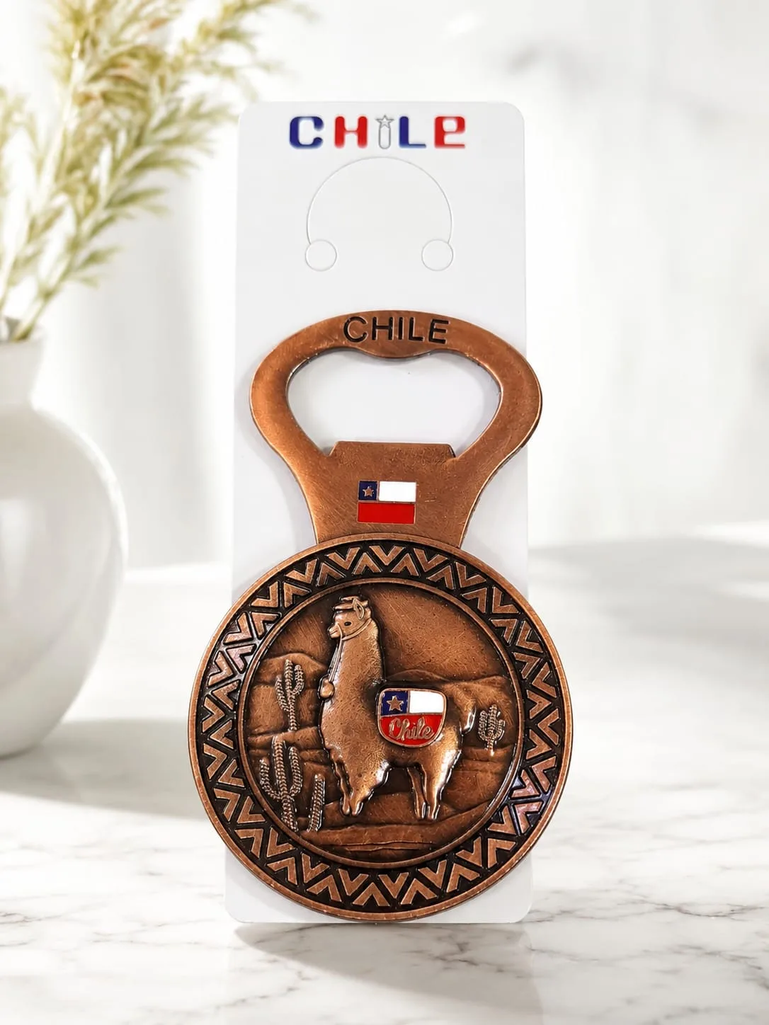 Souvenir Chile - Destapador Llama con Cactus
