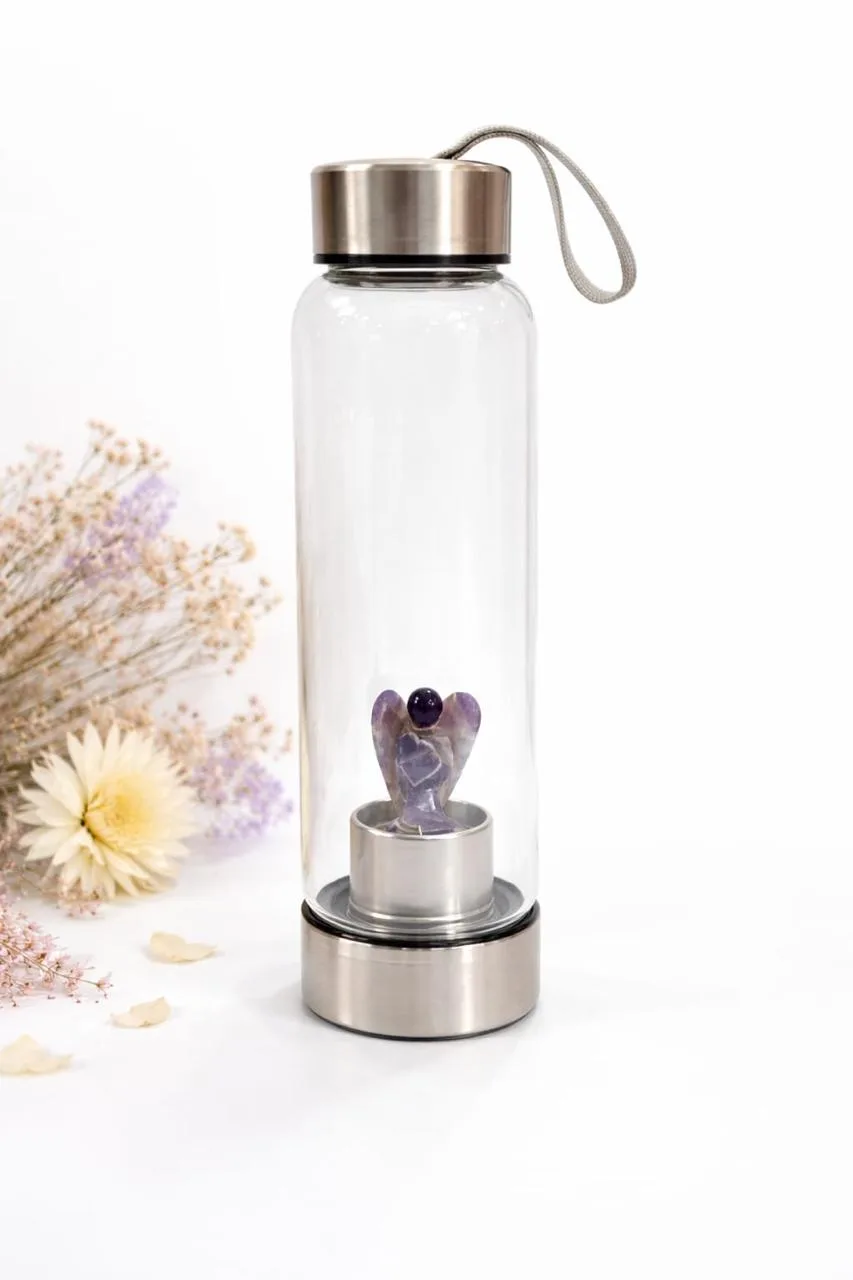 Botella de Agua con Piedra Amatista (Ángel)