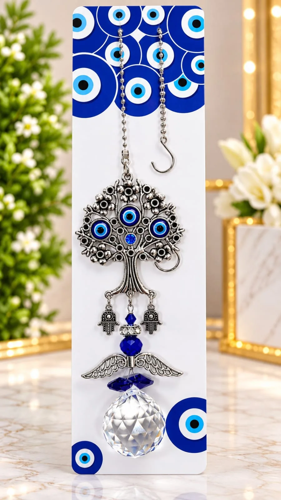 Colgante Árbol de la Vida con Alas y Esfera de Cristal