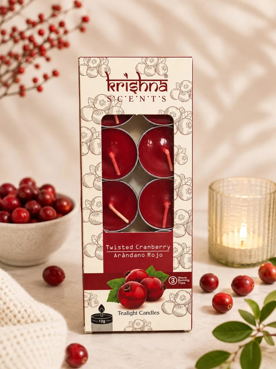 Velas Aromaticas Flotantes Krishna Arandano Rojo