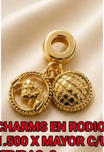 Charm en Rodio - Perro en circulo y globo terraqueo