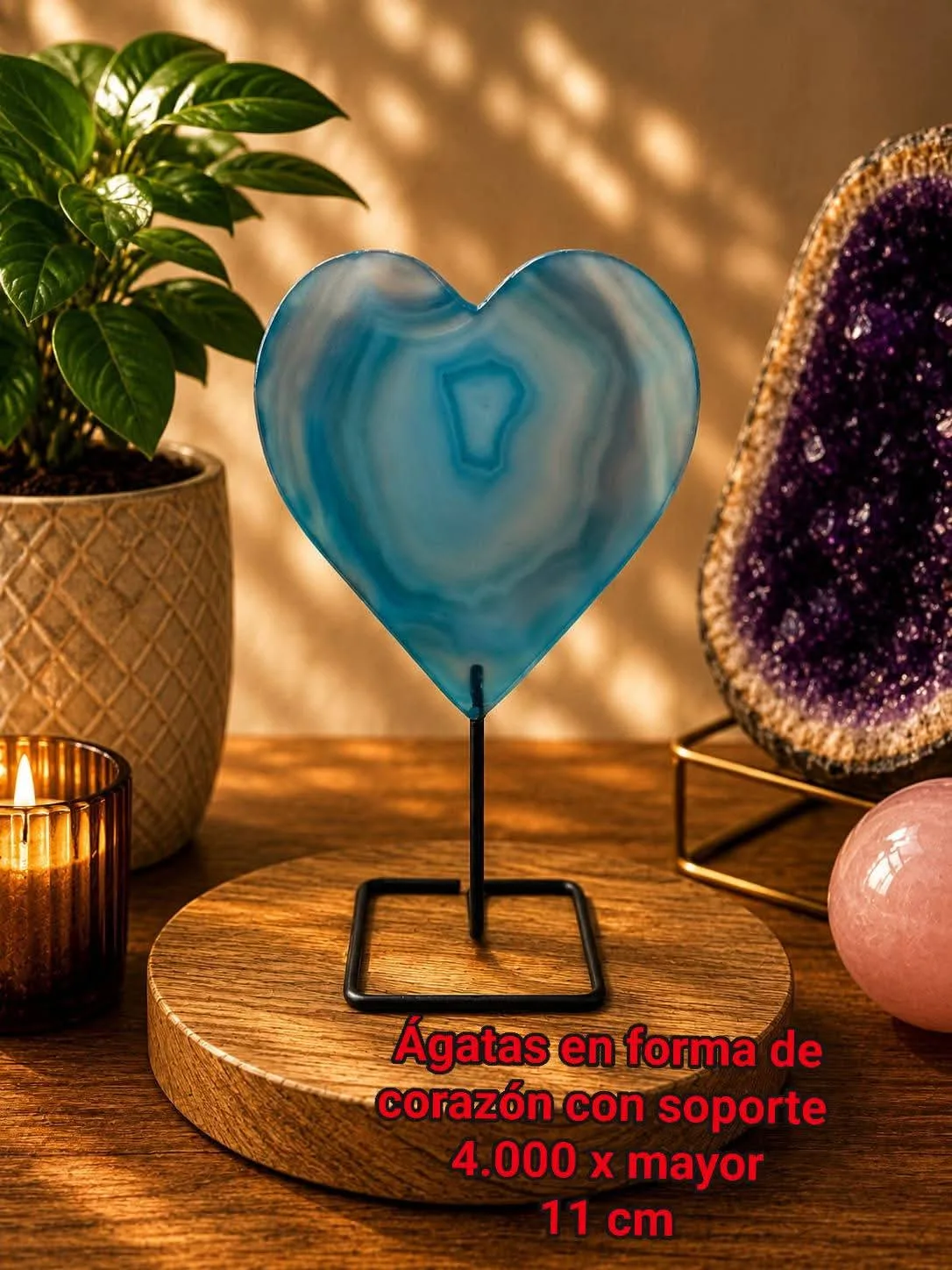 Ágatas en forma de corazón con soporte