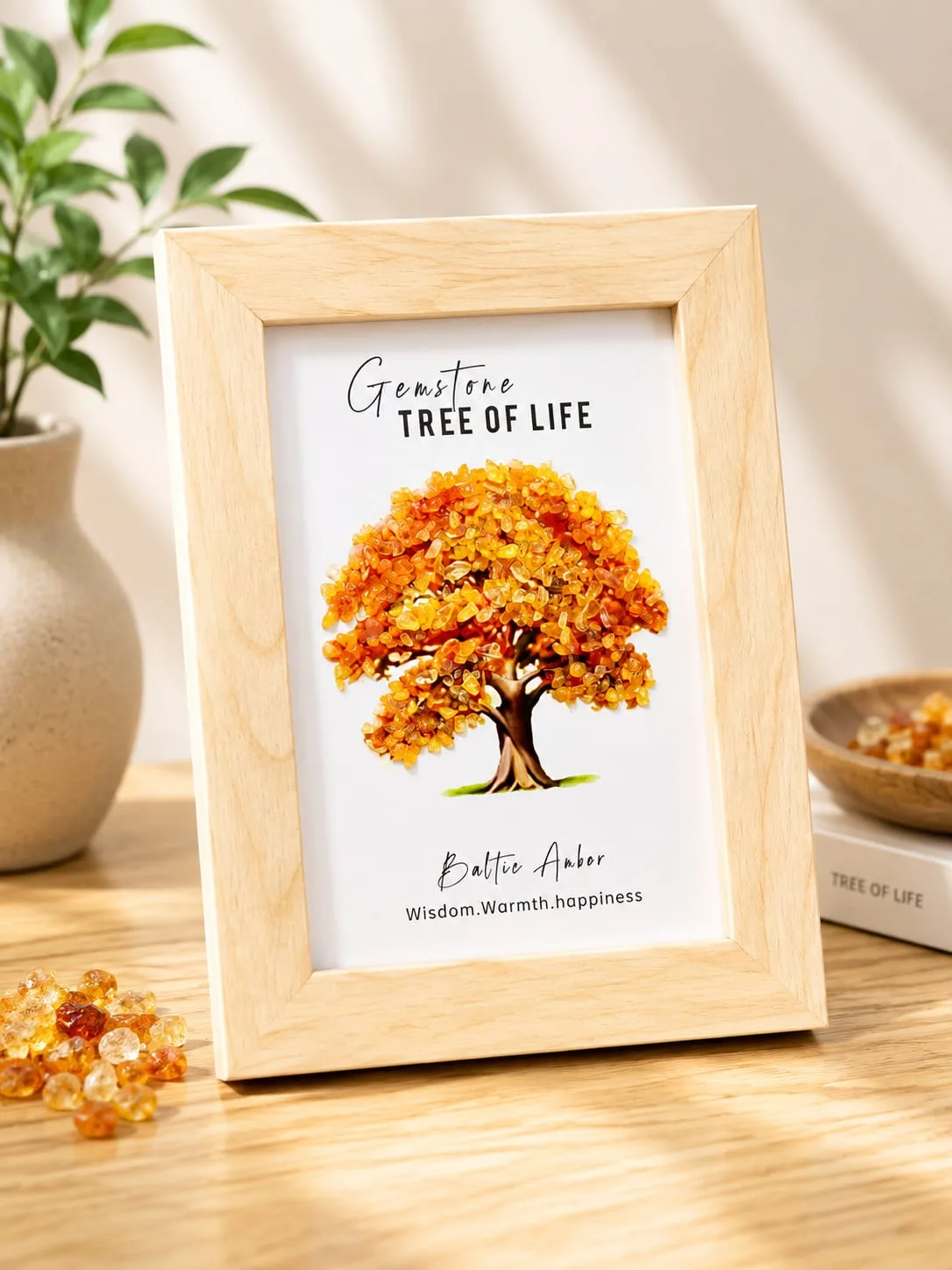 Cuadro Árbol de la Vida con Cuarzos - Ámbar Báltico