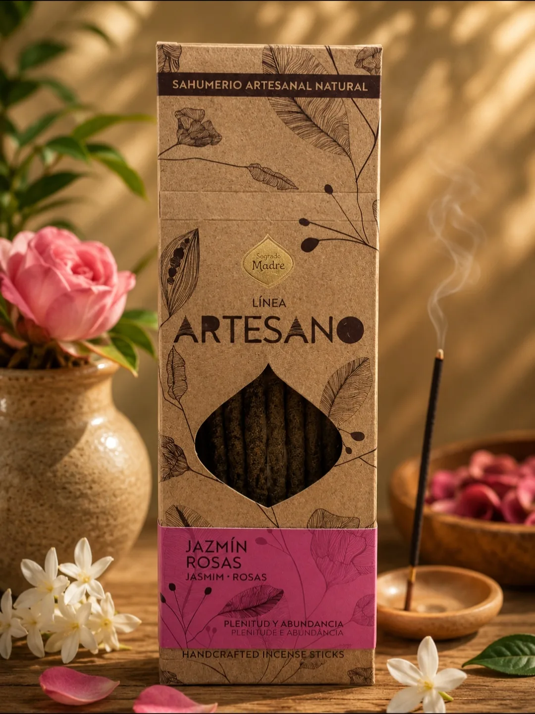 Incienso Artesano Sagrada Madre, Línea Artesano - Jazmín · Rosas