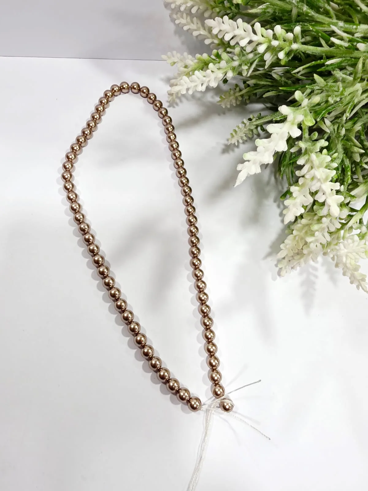 Collar de Perlas de Vidrio Bronce Rosado (Precio Pendiente)