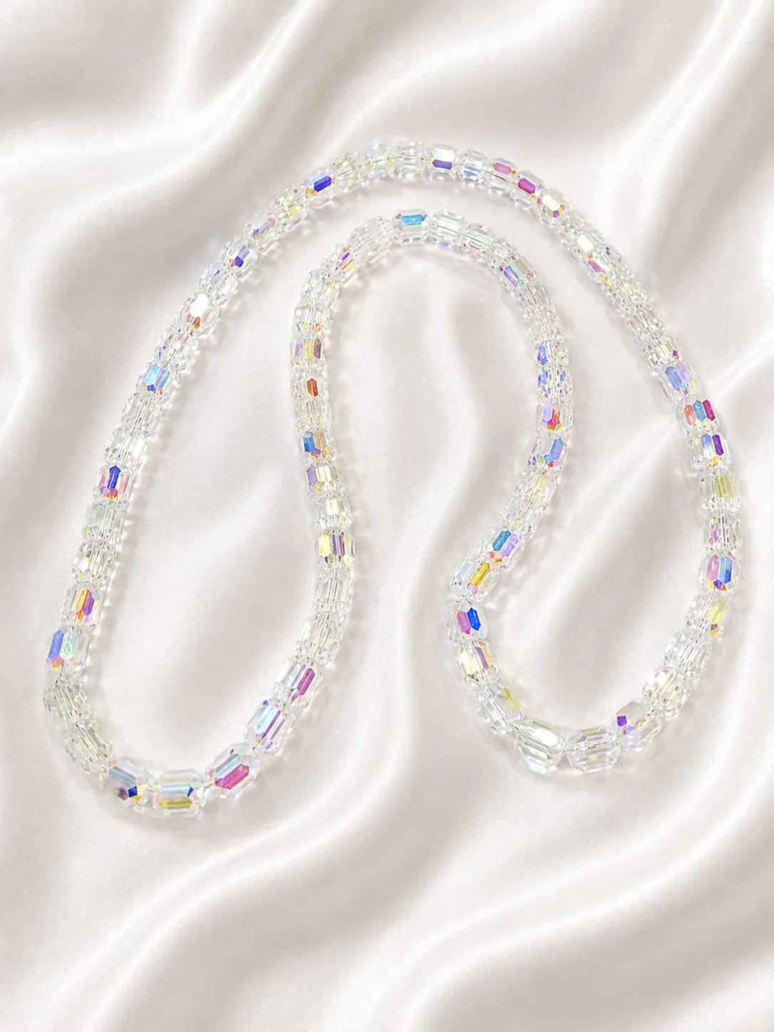 Cuentas de Vidrio Octogonales Blanco Cristal AB Brillante