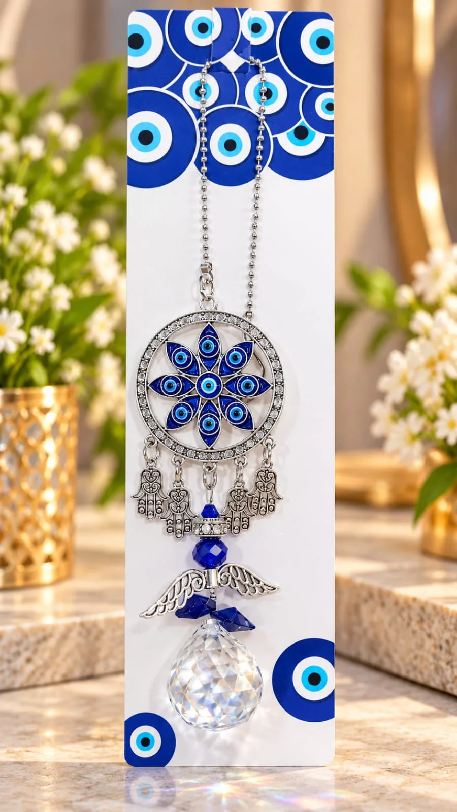 Colgante Mandala Atrapasueños con Alas y Esfera de Cristal