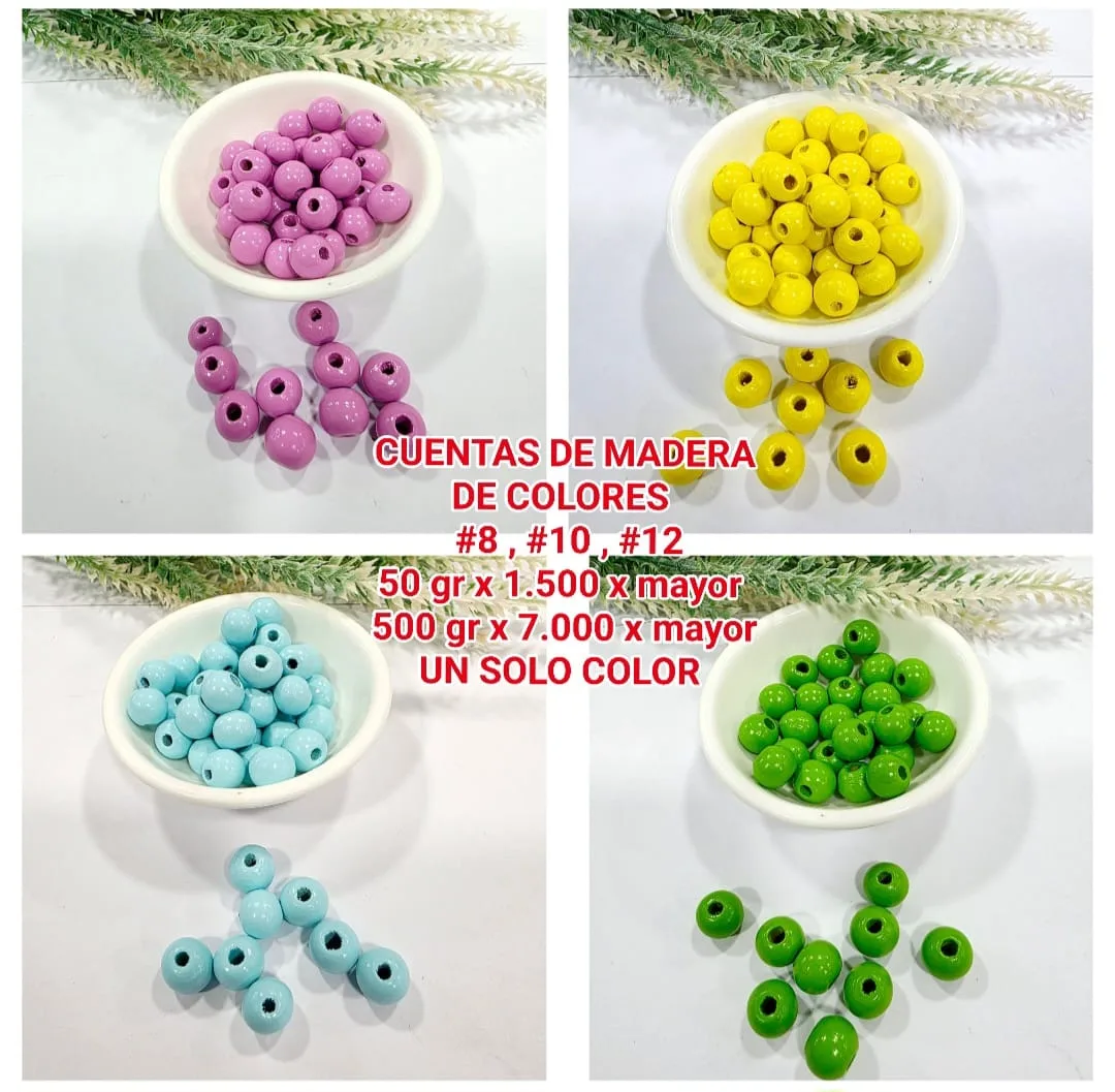 Cuentas de Madera de Colores