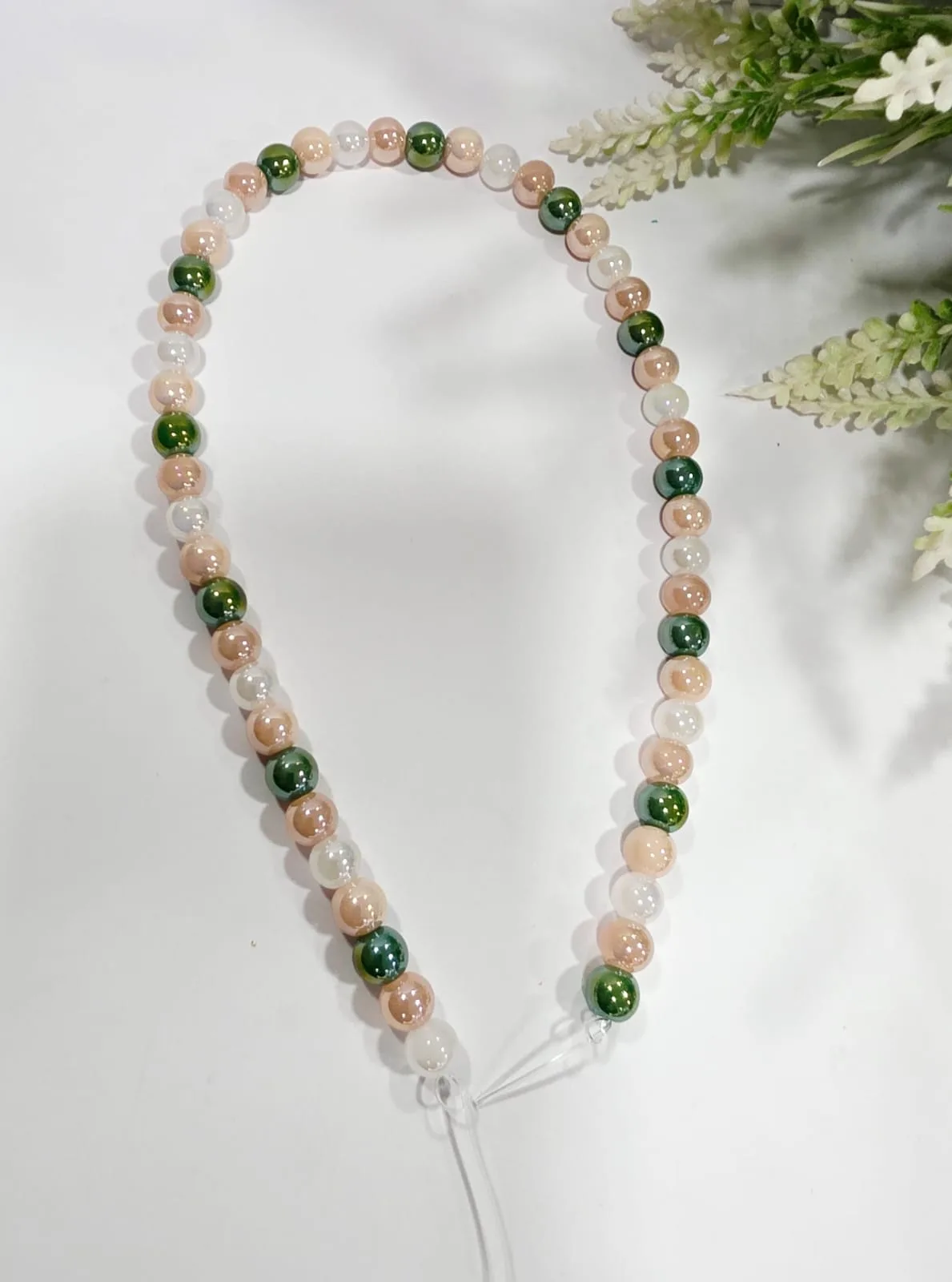 Collar de Perlas de Vidrio Multicolor Cielo 8mm