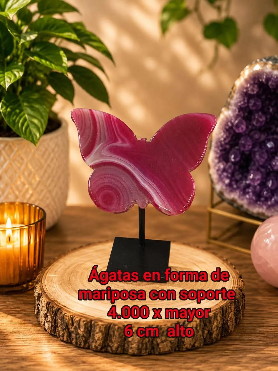 Ágatas en forma de mariposa con soporte