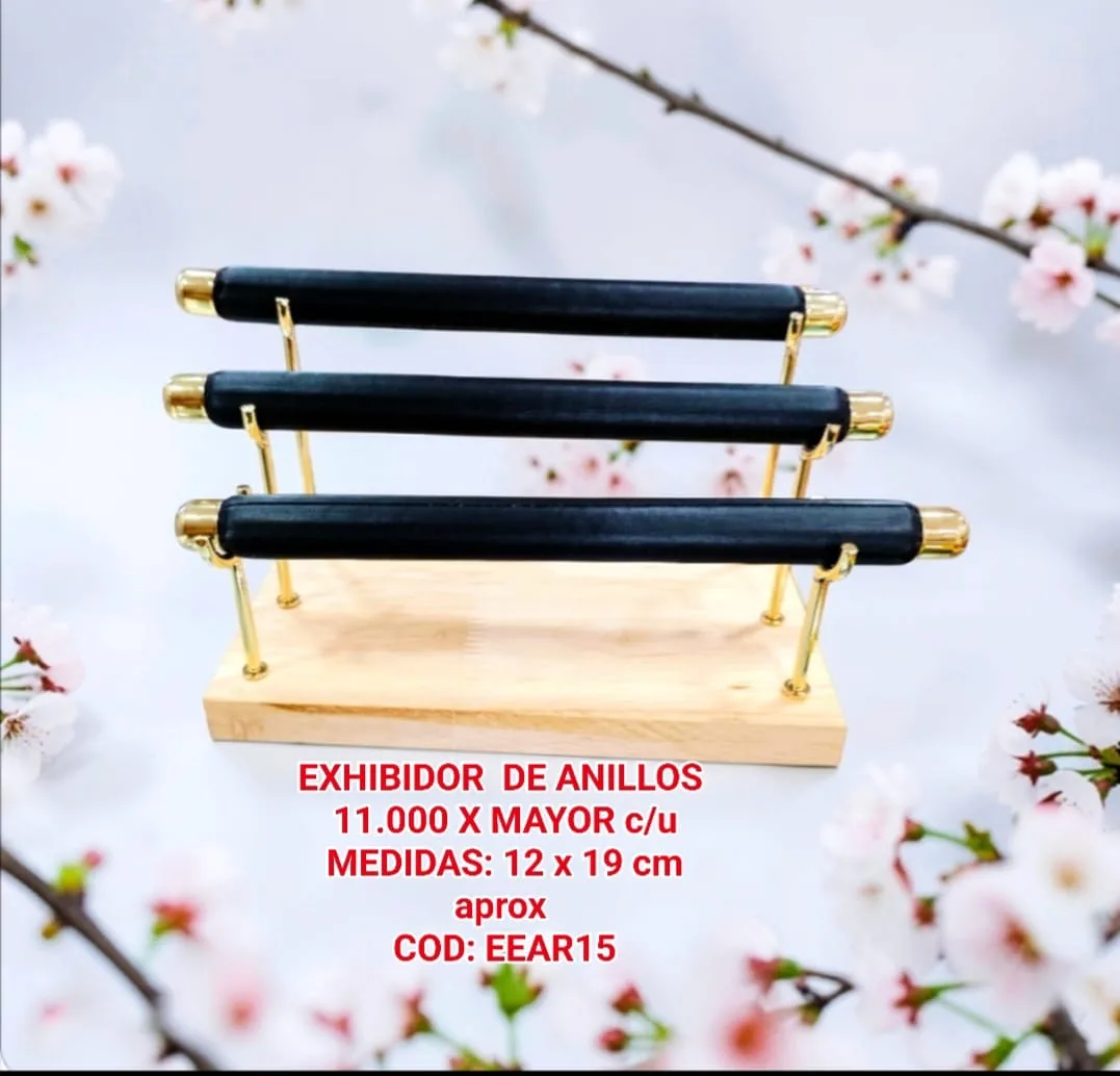 Exhibidor Triple de Anillos (Negro)