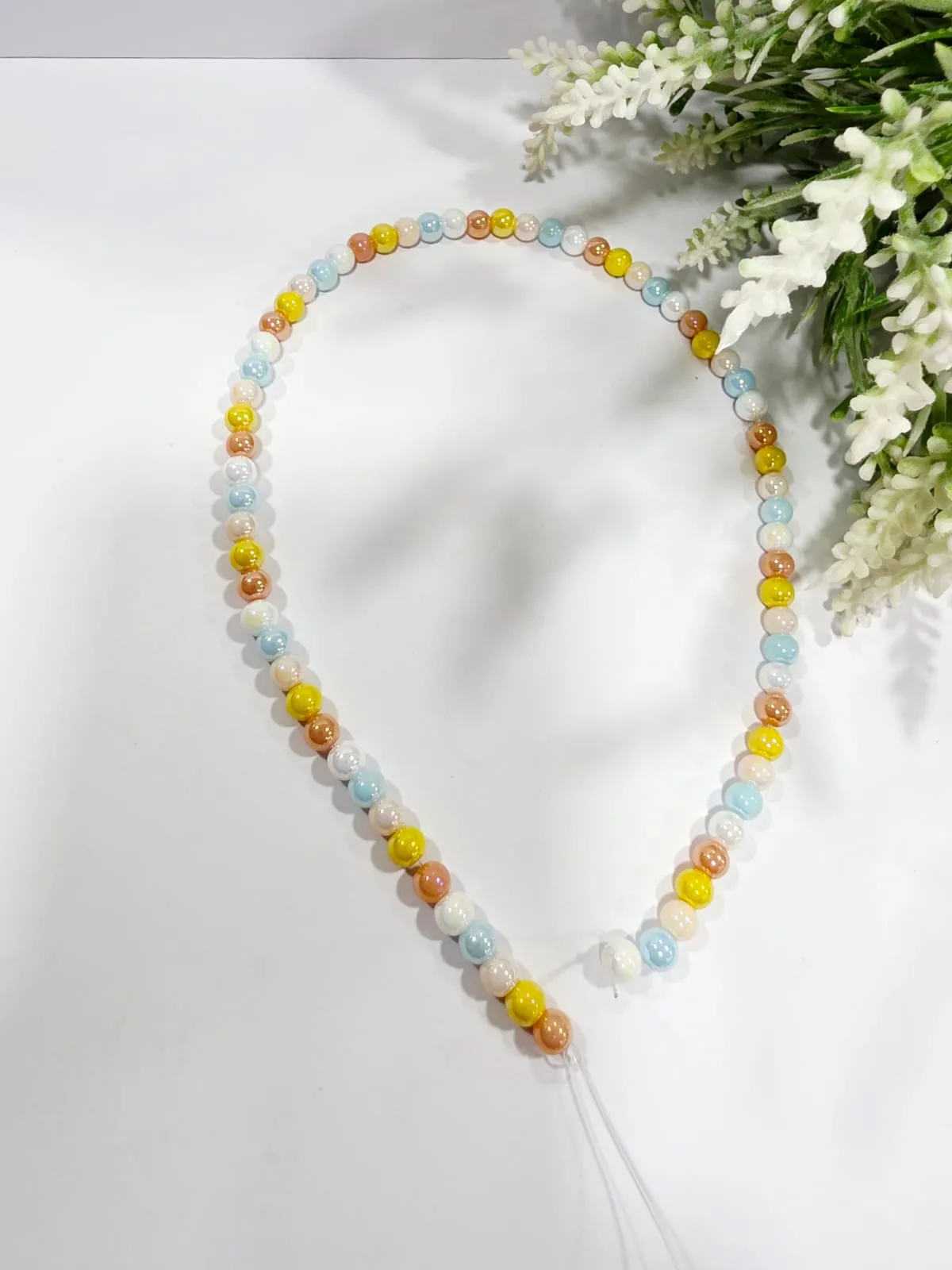Collar de Perlas de Vidrio Multicolor Cielo 6mm