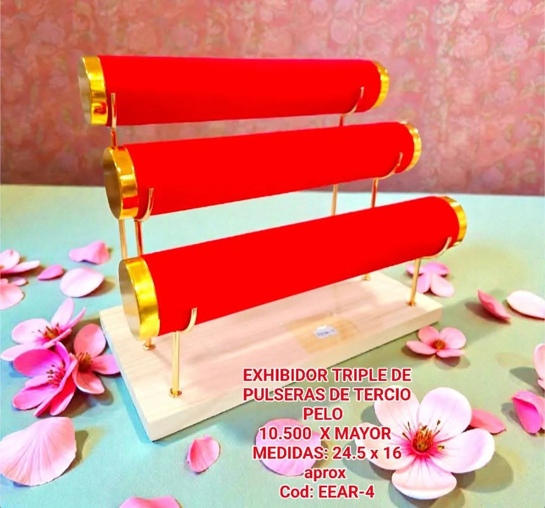 Exhibidor de Pulseras Triple (Rojo)