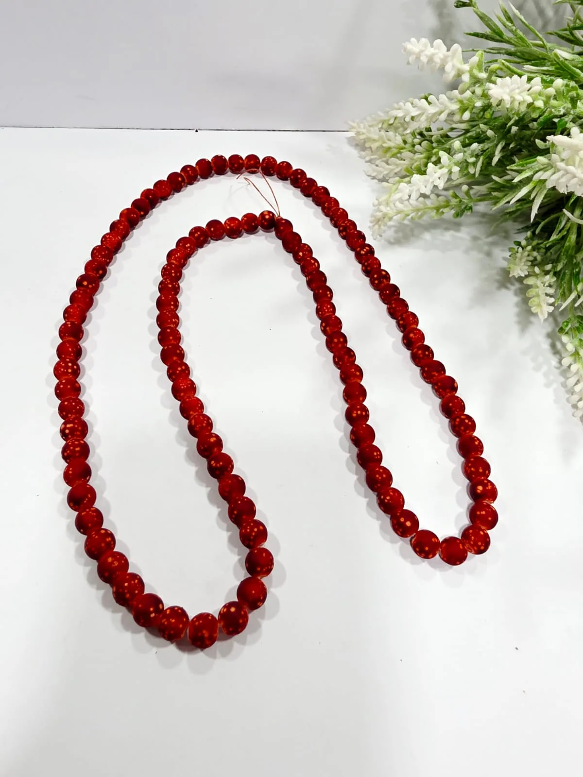 Cuentas de Vidrio Jaspeado 8mm Roja Dorada
