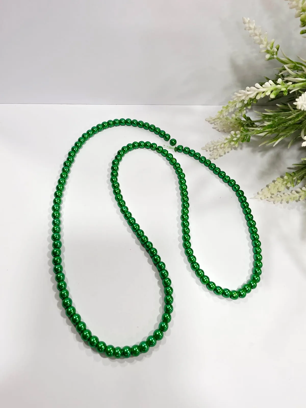 Collar de Perlas de Vidrio Verde 6mm