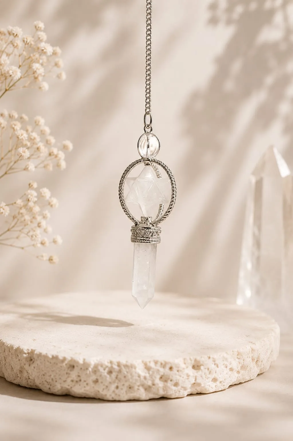 Péndulo Merkaba - Cuarzo Cristal