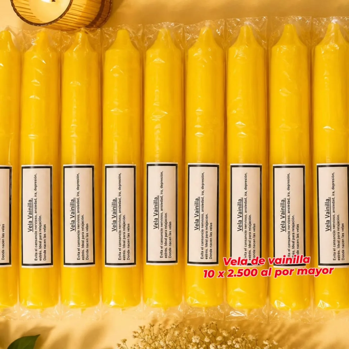 Pack 10 Velas de Vainilla