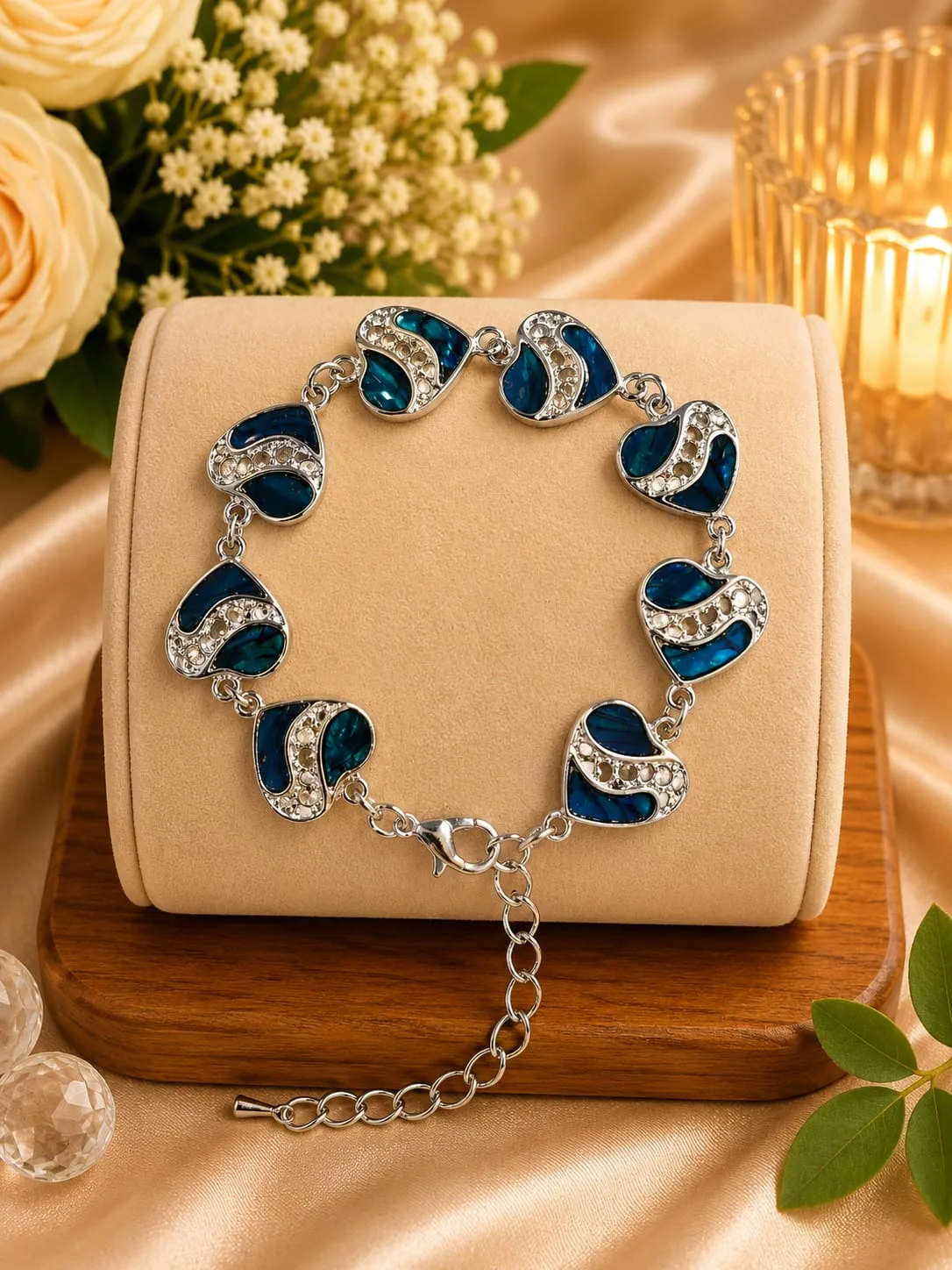 Pulsera de Avalón Natural - Corazones Pequeños