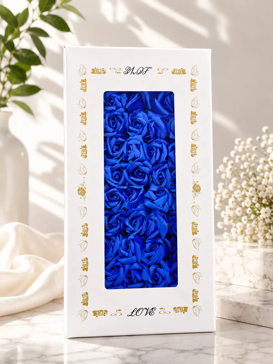 Caja de Rosas de Jabón Color Azul