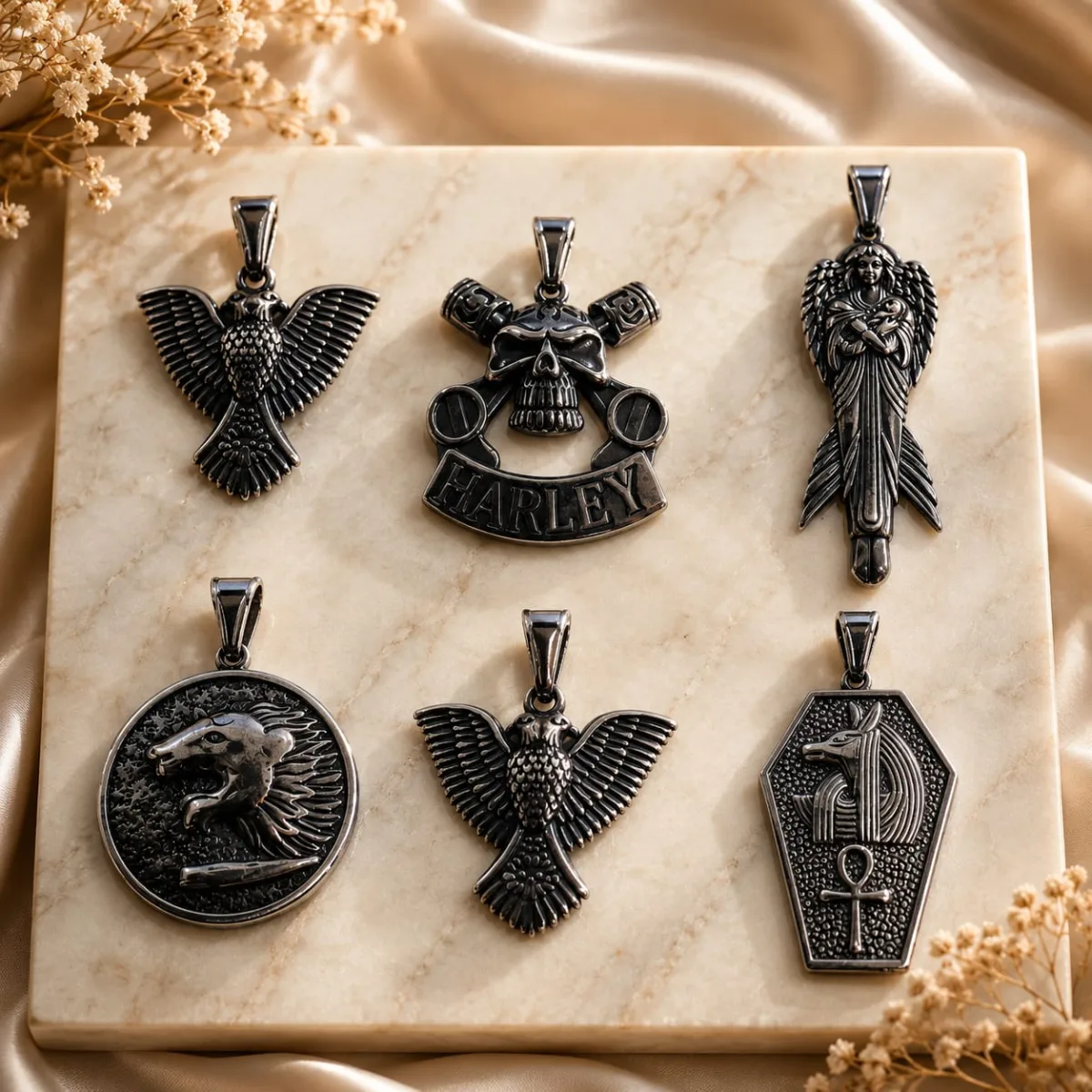 Set de Dijes de Acero Envejecido