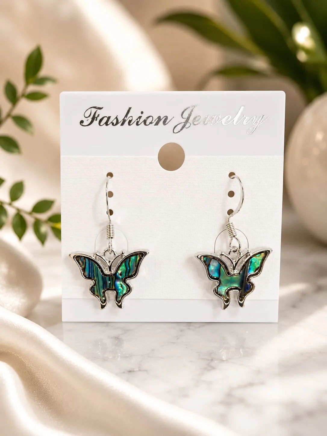 Aros de Avalón Natural con Peltre - Mariposa