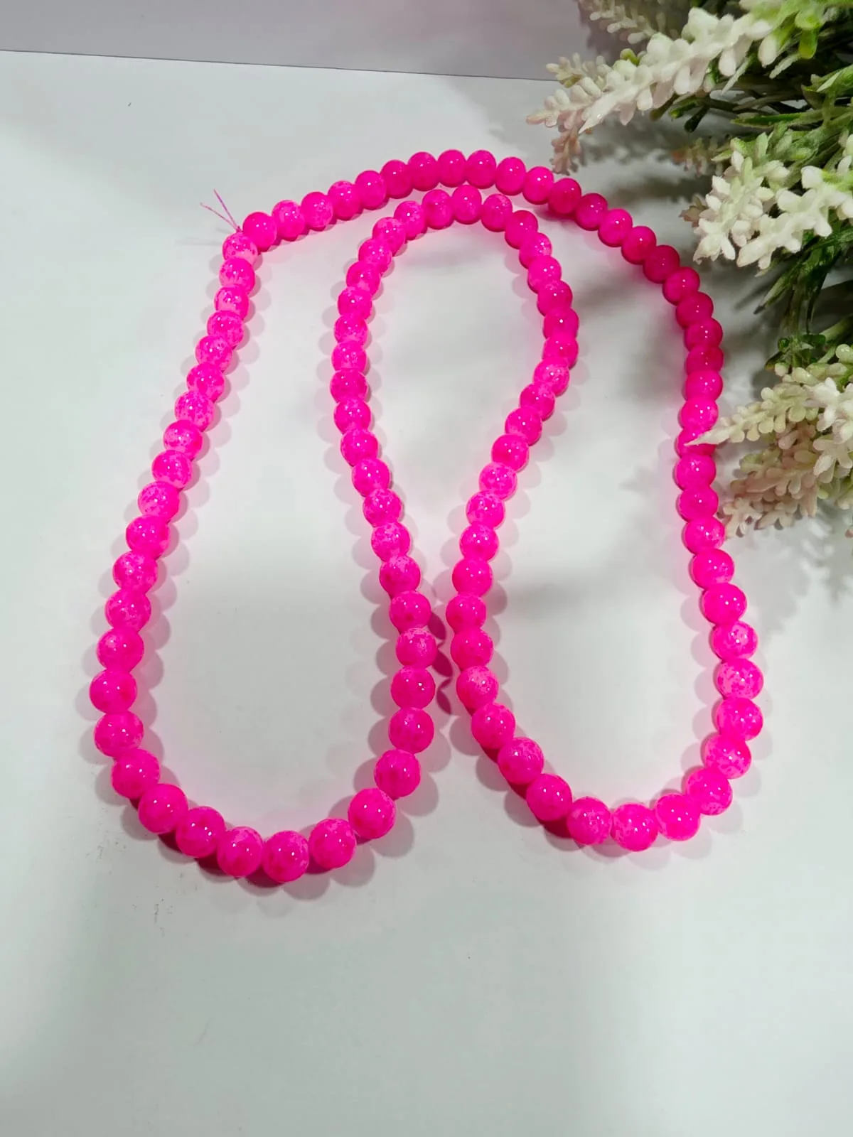 Cuentas de Vidrio Jaspeado 8mm Fucsia
