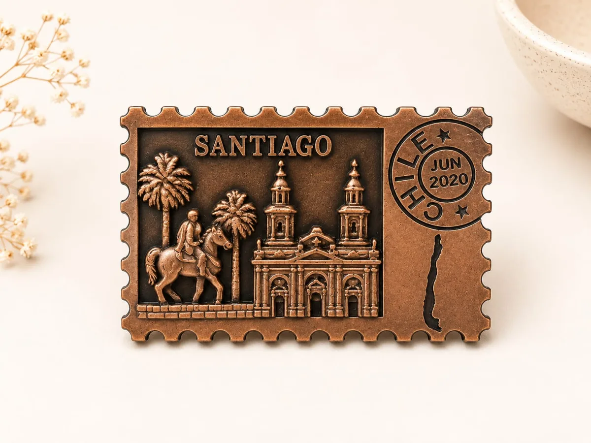 Souvenir Chile - Imán Sello Postal Santiago