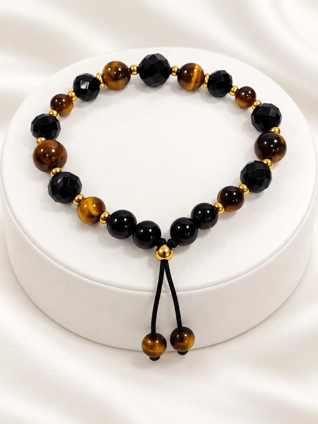 Pulsera de Ojo de Tigre con Cristal y Acero 8 mm