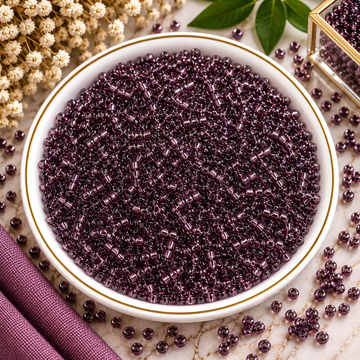 Mostacillón 2mm Morado Transparente