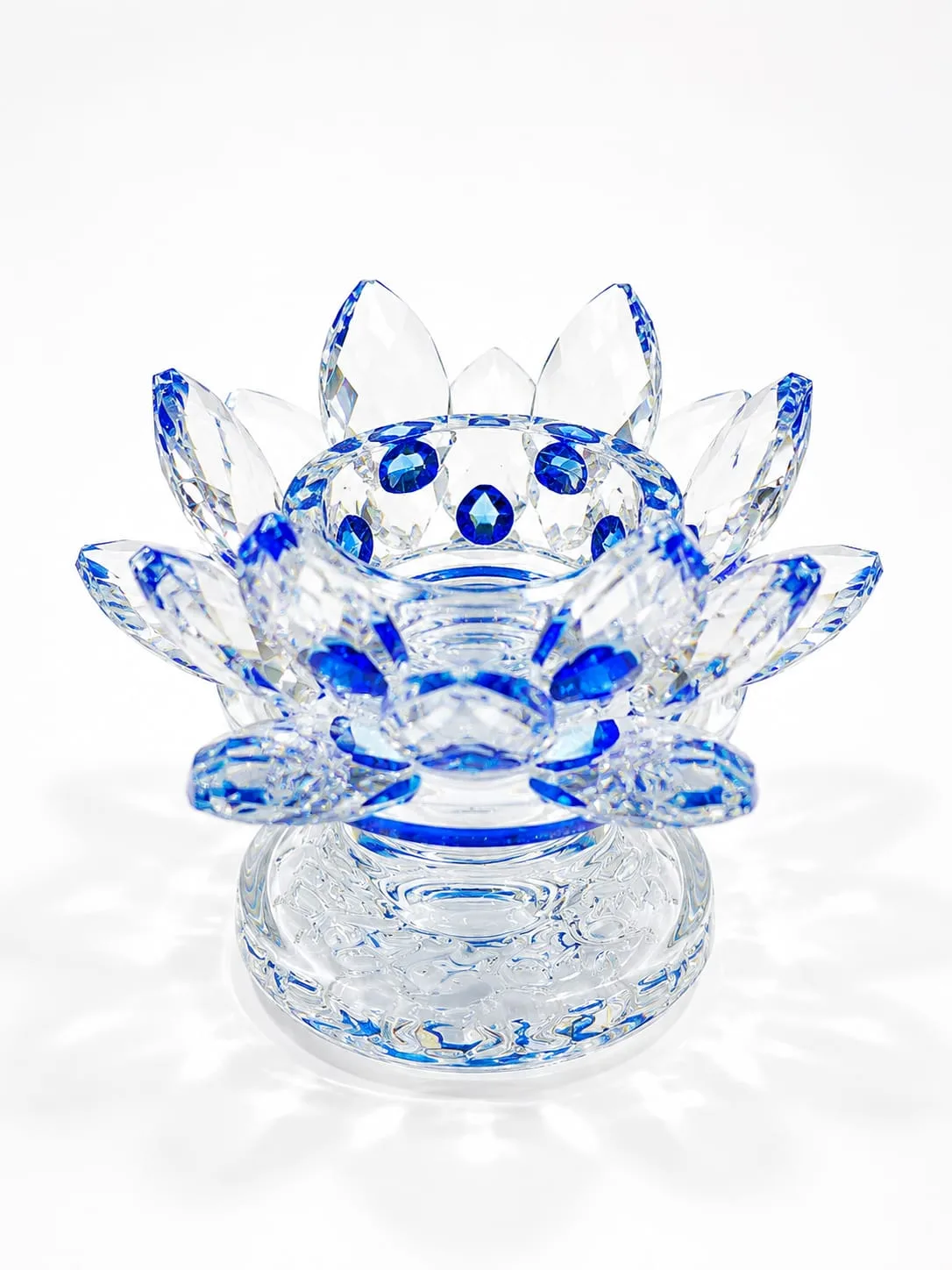 Portavelas Flor de Loto Azul con Base