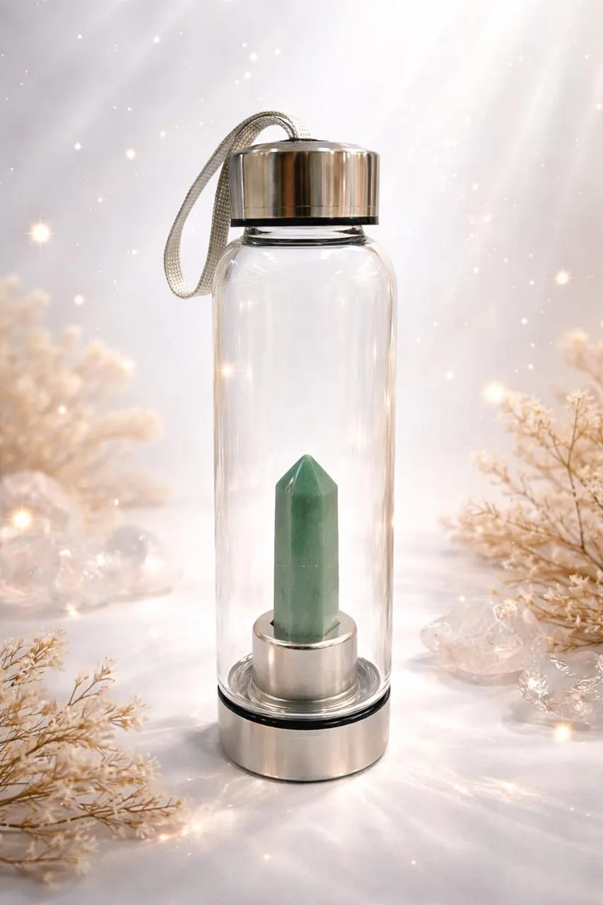 Botella de Agua con Punta de Aventurina Verde