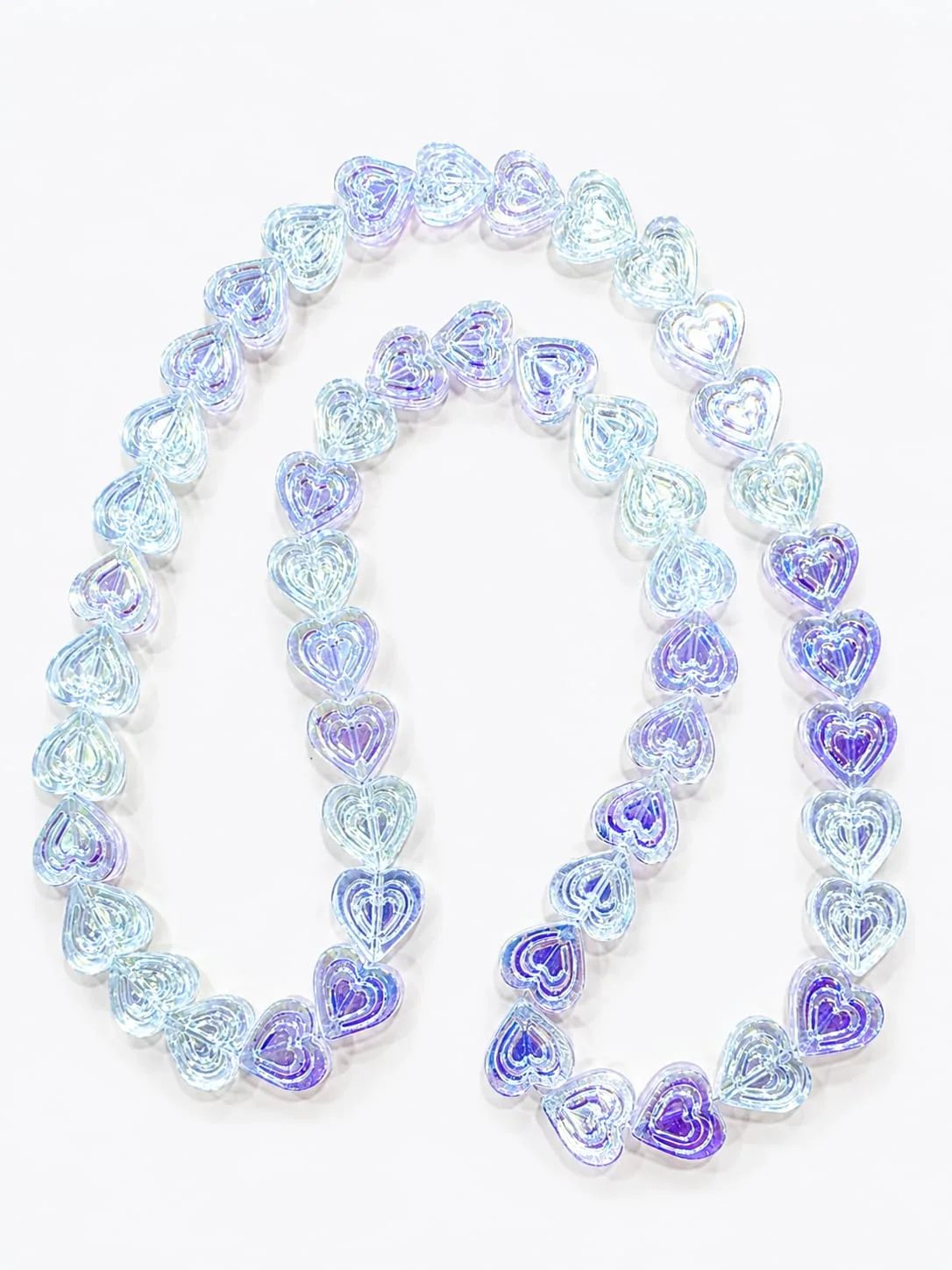 Cuenta de Vidrio Forma de Corazón Color Celeste a Lila Degradado (Efecto Hielo)