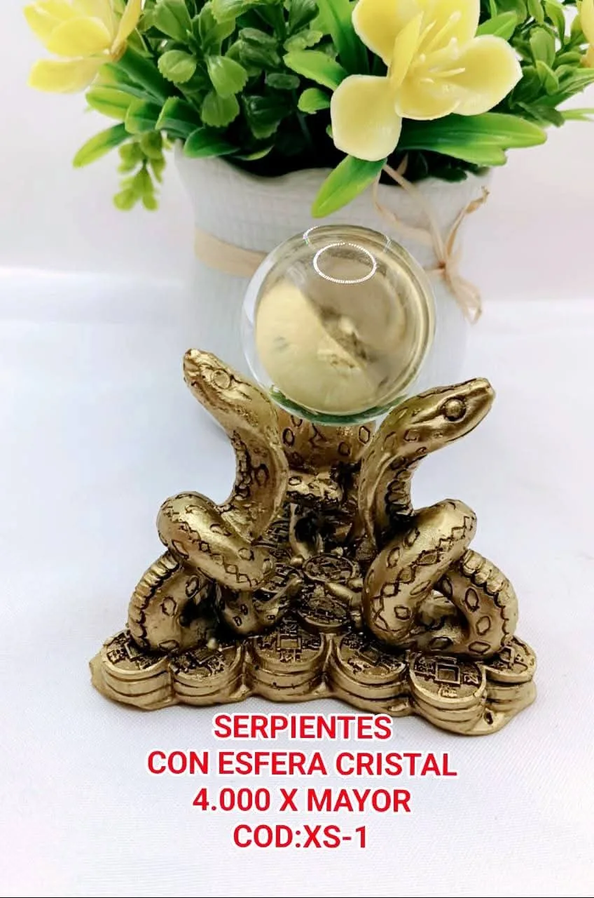 Estatua Serpientes con Esfera Cristal