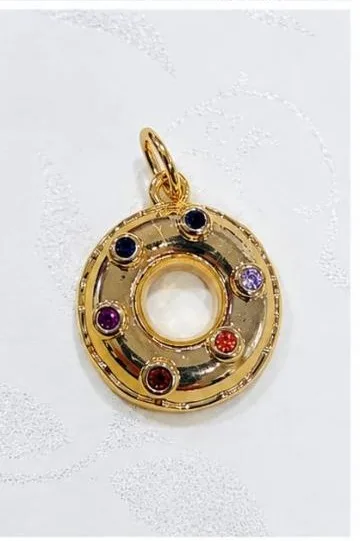 Colgante de Rodio - Aro dorado con circonias de colores