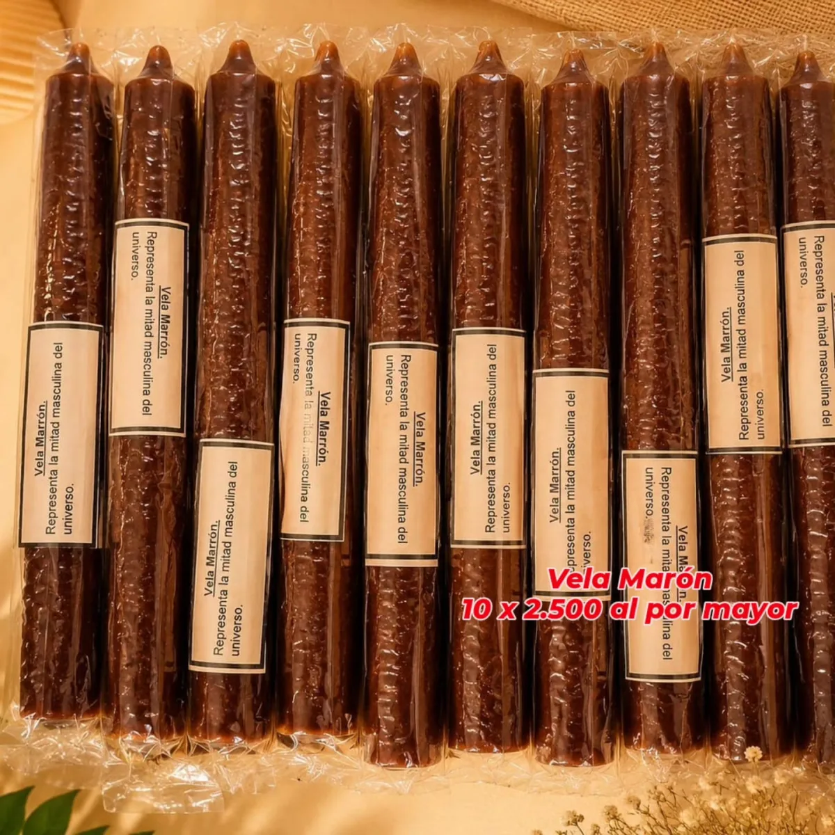 Pack 10 Velas Marrón