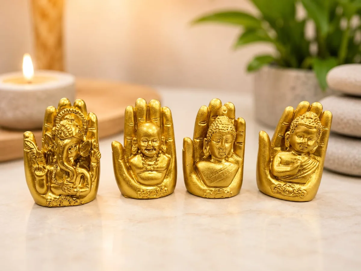 Set de 4 Figuras Doradas en Mano