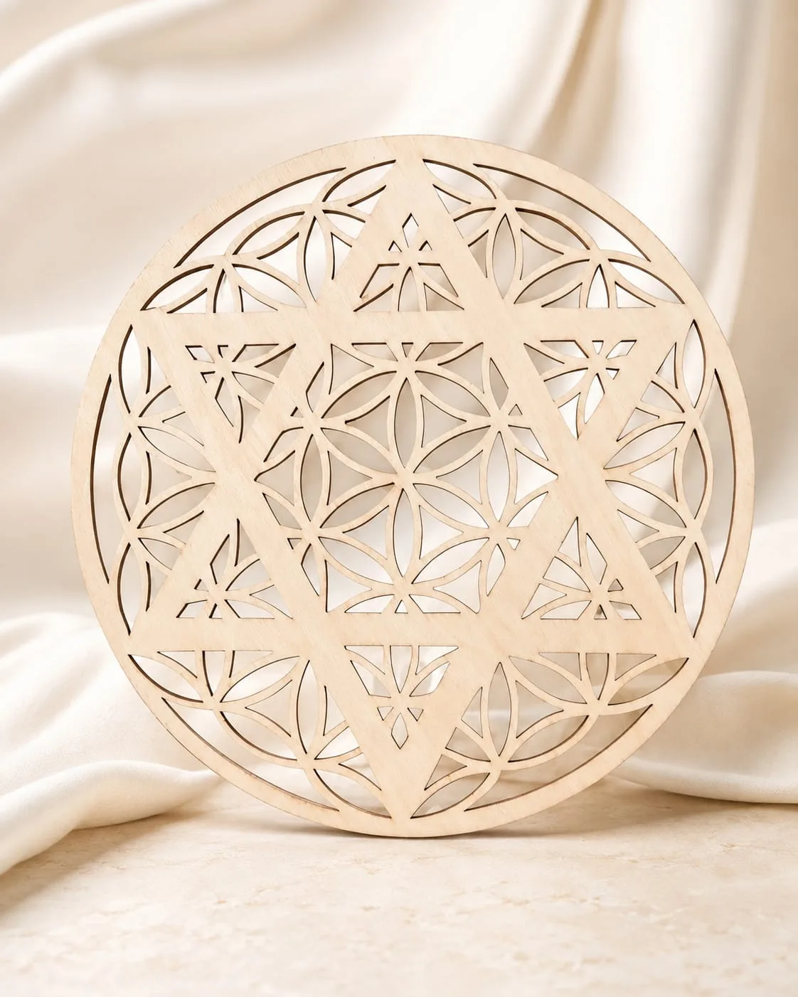 Panel de Madera Flor de la Vida con Estrella de David