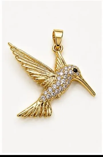 Colgante de Rodio - Colibrí piedras claras