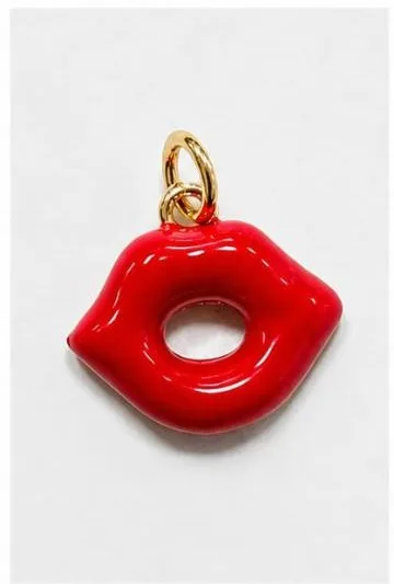 Colgante de Rodio - Labios rojos esmaltados