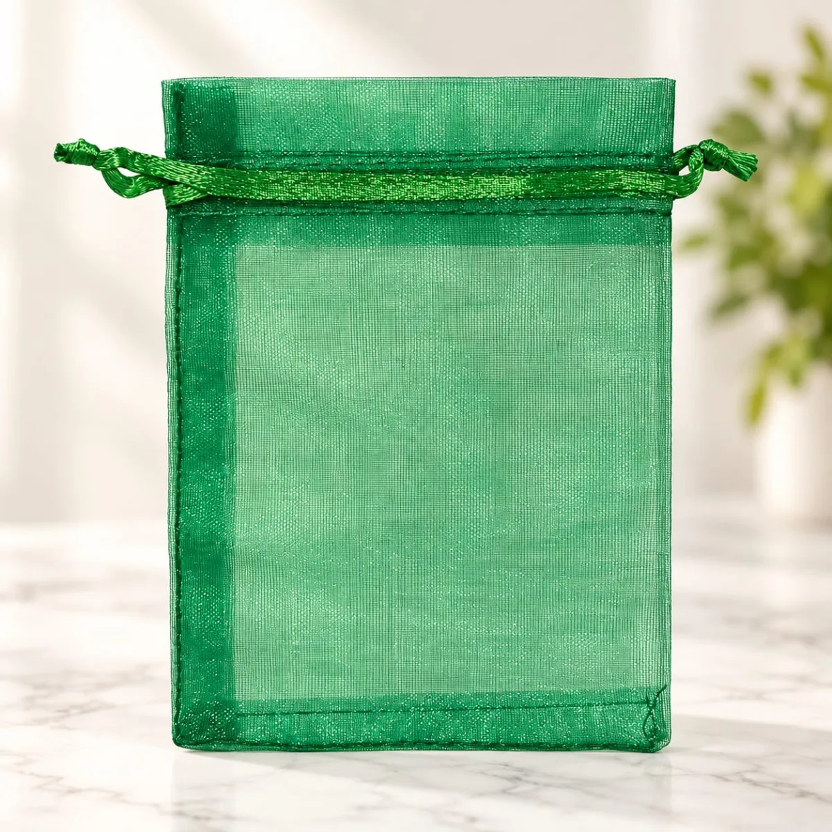 Bolsa de Organza Verde Esmeralda 9x12 cm