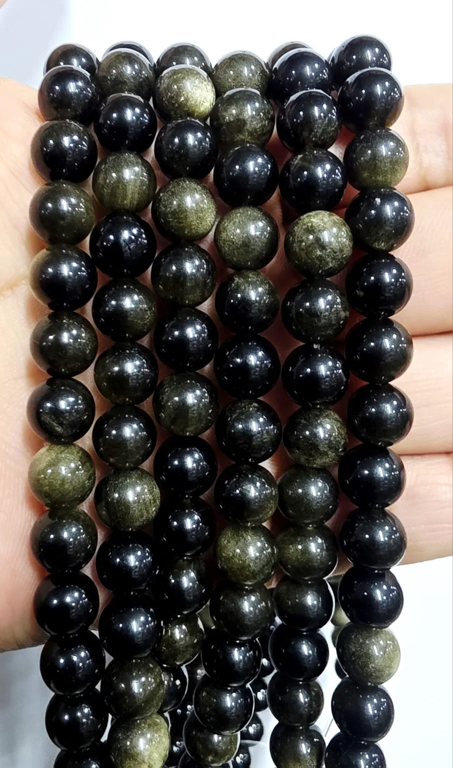 Tira de piedras de Obsidiana Dorada N°8