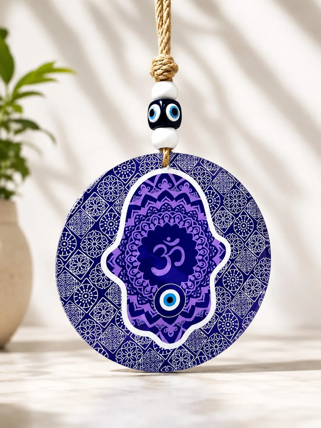Colgante Ojo Turco - Mano de Hamsa Mandala Morado