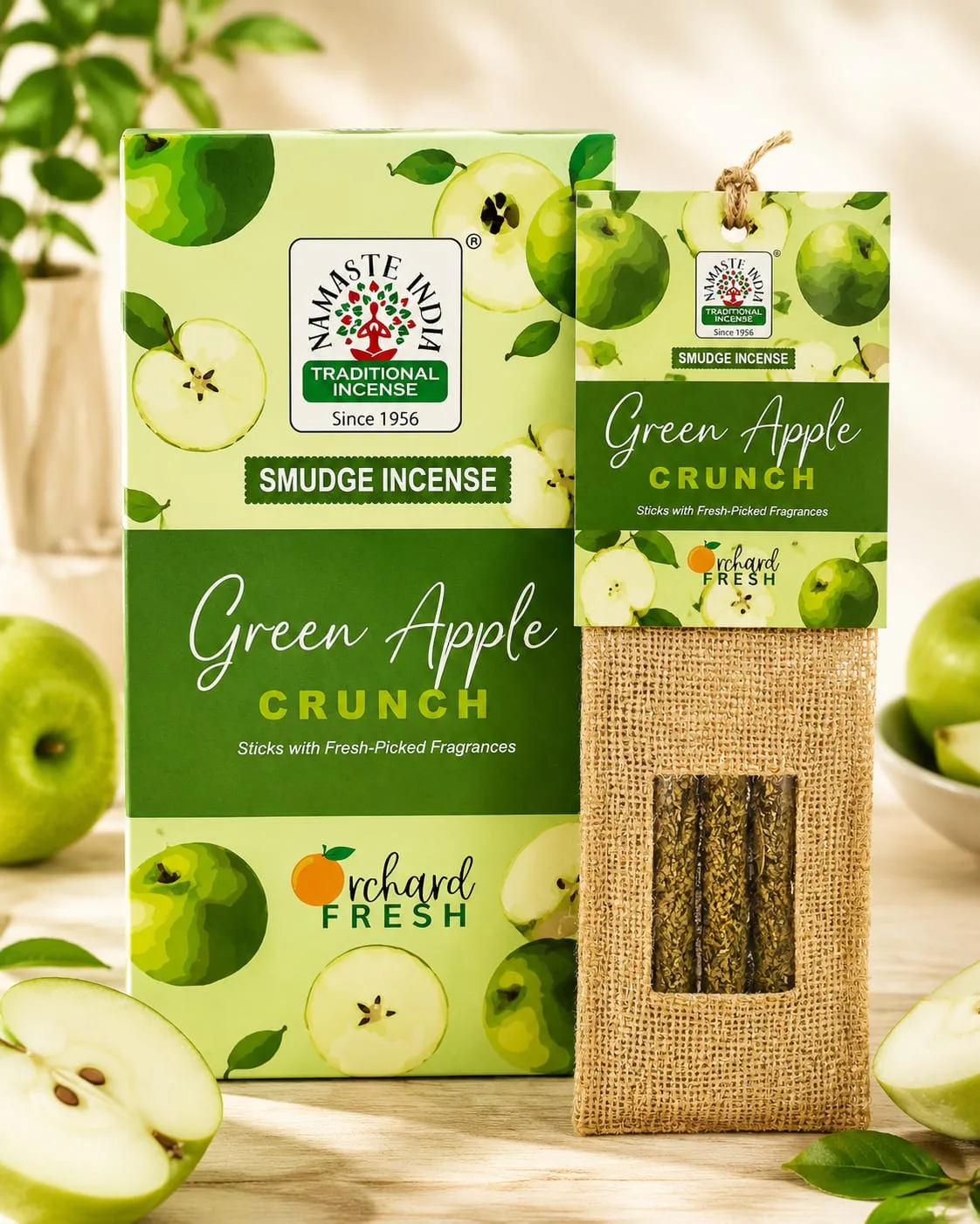 Incienso Namaste India Smudge Green Apple Crunch (Manzana Verde)