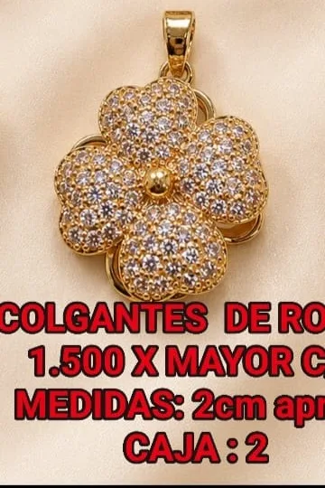 Colgante de Rodio - Trebol/flor de 3 petalos con circonias